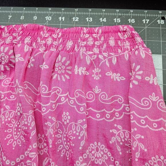 Y2K Mile Gabriella Peasant Skirt Womens Size XL Pink Floral Pink Boho Ruffles - Picture 8 of 10